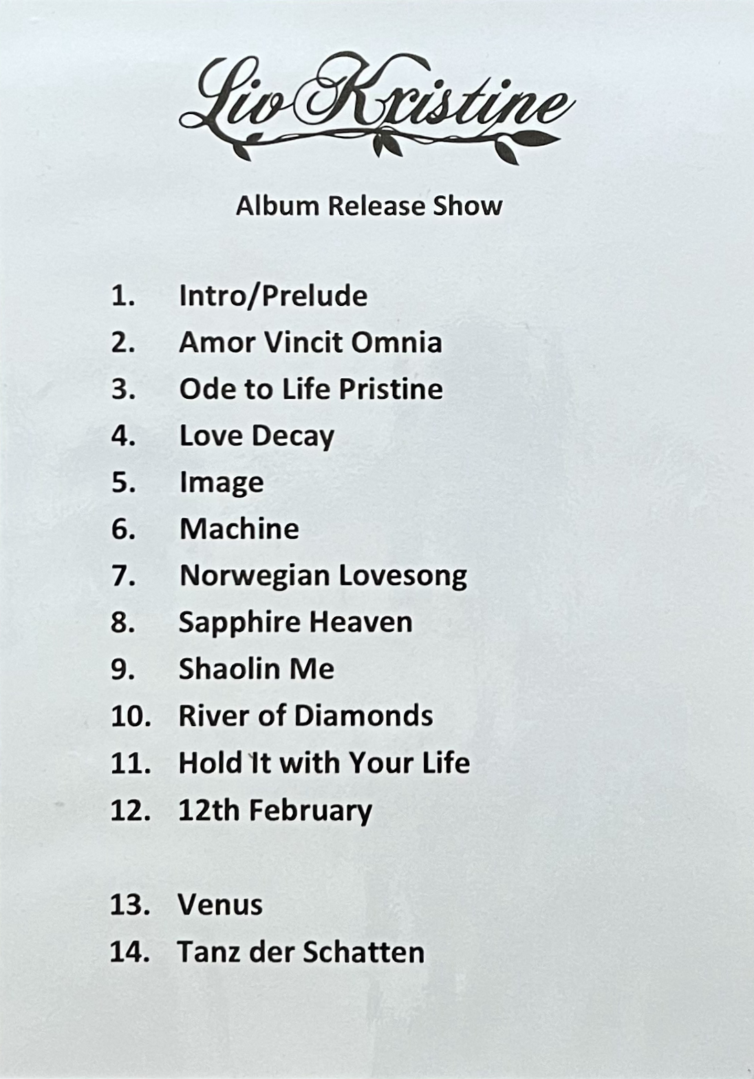 LivKristine_2025setlist